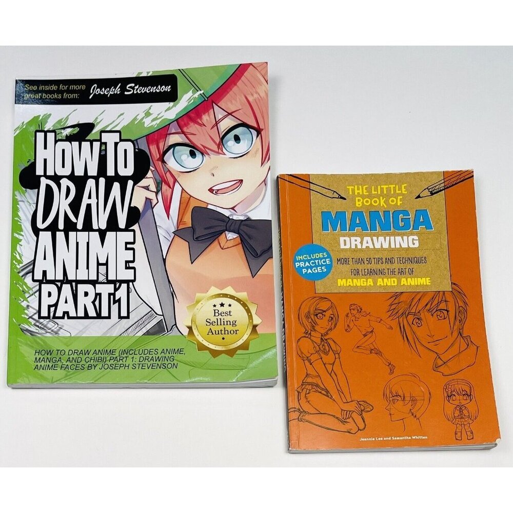 Lot 2 How To Draw Anime Part 1 & The Little Book of Manga Drawing Paperback EUC